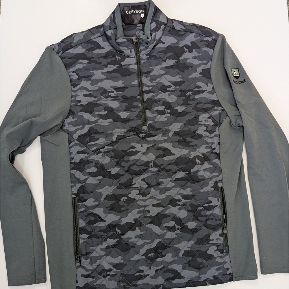 Greyson Men's Gray Camo Scape Yukon Hybrid 1/2 Half Zip Jacket MEDIUM Wolf Creek
